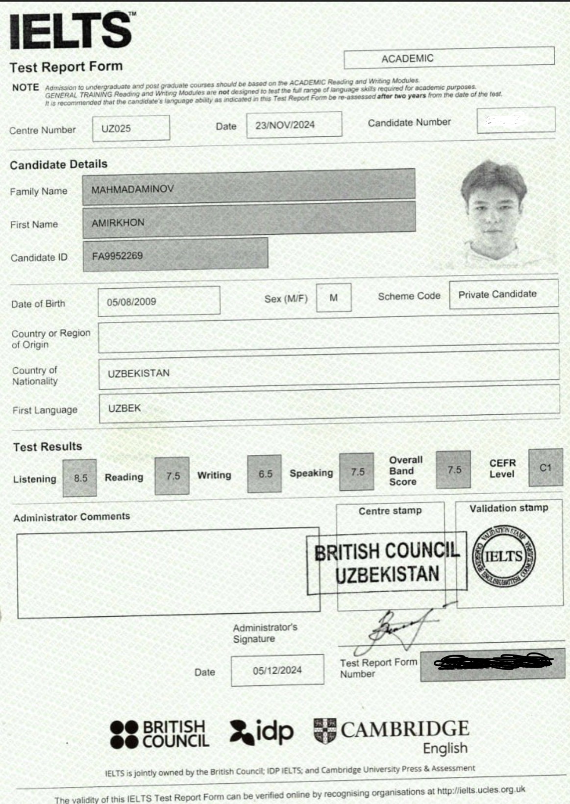 IELTS Certificate